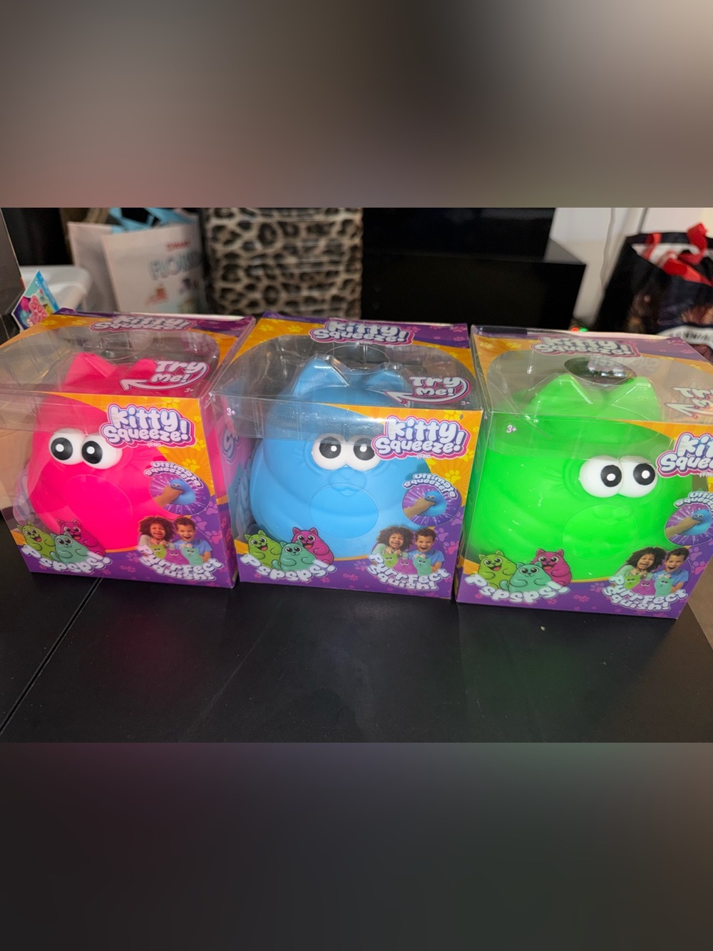 Jumbo Kitty Squeeze Blue Squishy set of 3